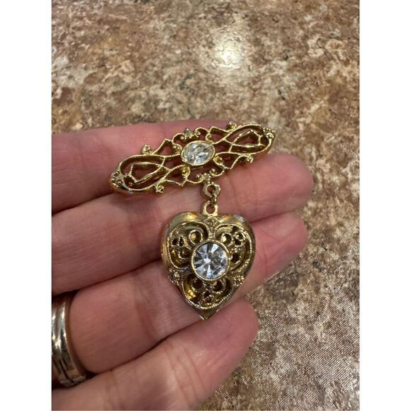 Vintage heart brooch locket - Picture 1 of 6